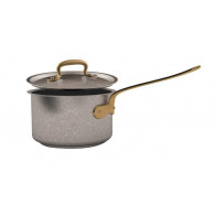 Sambonet 1965 Vintage - Edelstahl matt 18/10 Stielkasserolle hoch mit Deckel d: 16 cm / h: 9,5 cm / 1,9 L