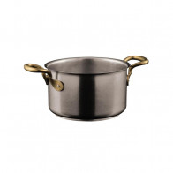 Sambonet 1965 Vintage - Edelstahl matt 18/10 Fleischtopf / Kochtopf ohne Deckel d: 16 cm / h: 9,5 cm / 1,9 L