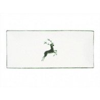 Gmundner Keramik Grüner Hirsch Platte rechteckig 36x15x2,8 cm