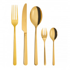 Sambonet Linear - Edelstahl / PVD Gold Besteckset 30-tlg. Vollheft / Monoblock