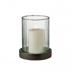Bitz Kusintha - Glas green / black Windlicht mit LED-Kerze 17 cm