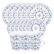 Kahla Blau Saks - Indisch Blau - Stohblumenmuster Kaffee-Set 18-tlg.