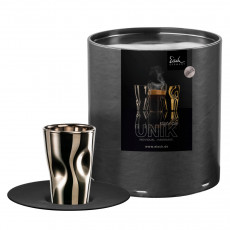 Eisch Unik Espressoglas platin mit Untertasse schwarz 0,10 L