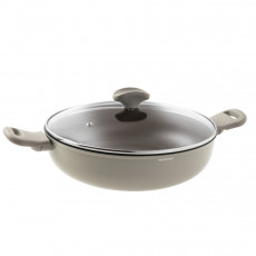 Sambonet Silver Force - Aluminium-Antihaft Servierpfanne mit Deckel 28 cm