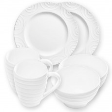 Gmundner Keramik Weißgeflammt Hüttenfrühstück Gourmet für 2 Personen Set 6-tlg.