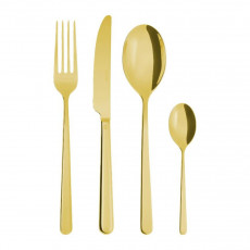 Sambonet Linear - Edelstahl / PVD Gold Besteckset 24-tlg. Vollheft / Monoblock