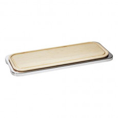 Sambonet Linear Tablett Edelsthal & Schneidebrett Holz 48x19 cm