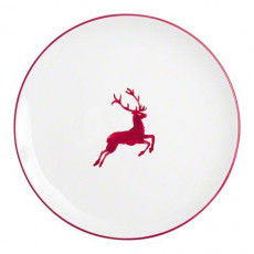 Gmundner Keramik Rubinroter Hirsch Speiseteller Cup d: 28 cm / h: 2,6 cm