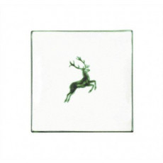 Gmundner Keramik Grüner Hirsch Dessertteller / Frühstücksteller 20x20x2,6 cm