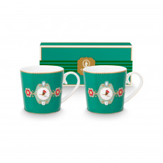 Pip Studio Love Birds Emerald-Green Kaffeetassen Set 2-tlg. Medallion 0,19 L