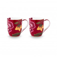 Pip Studio Blooming Tales Dark Red Kaffeetassen-Se 2-tlg.