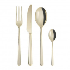 Sambonet Linear - Edelstahl / PVD champagnerfarben Besteckset 24-tlg. Vollheft / Monoblock