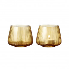 Bitz Kusintha - Glas amber Teelichthalter Set 2-tlg. 