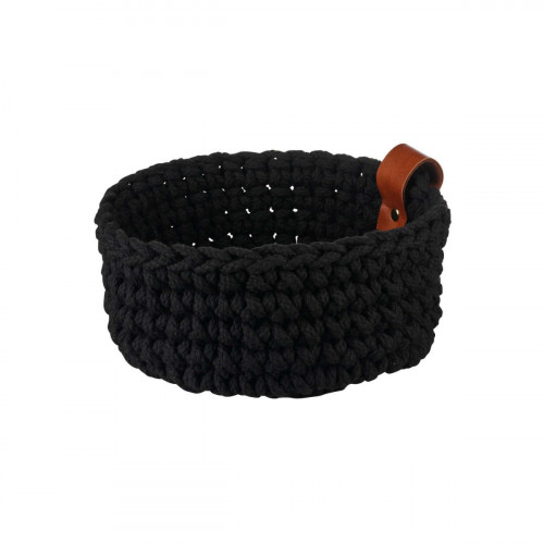 ASA SELECTION Coppa Kuro Fekete horgolt kosár d: 20 cm / h: 9,5 cm