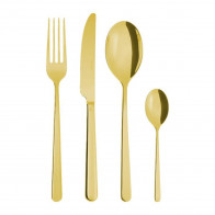 Sambonet Linear - Edelstahl / PVD Gold 24 részes evőeszközkészlet. Teljes nyele / Monoblokk