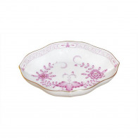 Meissen Neuer Ausschnitt - Indische Malerei 2 mit Kante purpur Goldpunkte mit Goldrand Tálka 12 cm