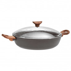 Sambonet Rock'n'Rose - Aluminium-Antihaft Szervírozó serpenyő fedővel Rock d: 28 cm / h: 6,8 cm / 3,6 L