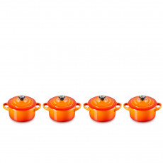 Le Creuset Poterie Kochen & Backen Mini Cocottes készlet tűzpiros 4 darabos