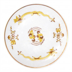 Meissen Neuer Ausschnitt - Reicher Drache gelb goldschattiert mit Goldrand Falitálca 26 cm