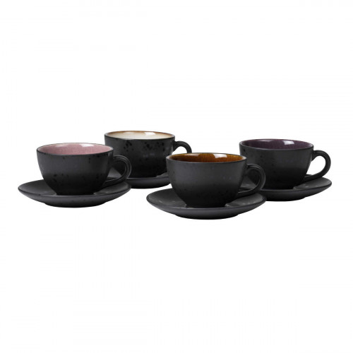 Bitz Gastro black / light Tazza 0,22 L con piattino 10 cm Set 4 pezzi