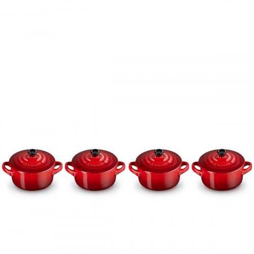 Le Creuset Poterie Kochen & Backen Mini Cocottes Set Rosso Ciliegia 4 pezzi