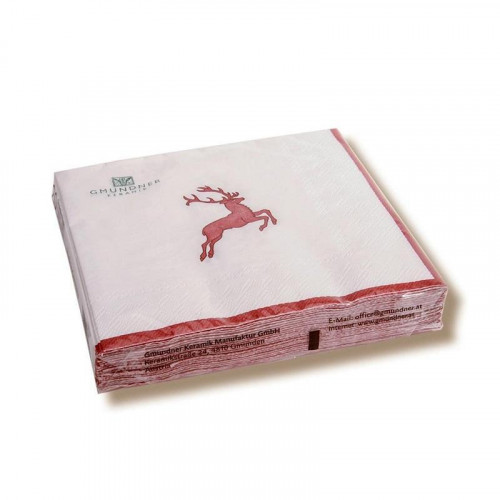 Gmundner Keramik Rubinroter Hirsch Tovaglioli Lunch 33x33 cm 20 pezzi