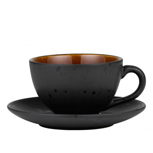 Bitz Gastro black / amber Tazza 0,22 L con piattino 2 pezzi