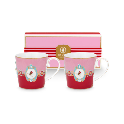 Pip Studio Love Birds Red-Pink Teetassen Set 2-tlg. 0,30 L