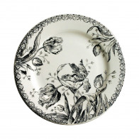 Gien Fayencerie Tulipes Noires Piatto da colazione 21,8 cm