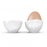 Fiftyeight Products TV Tassen Set di portauova per TV bianco - oh per favore & delizioso 2 pezzi.