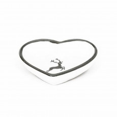 Gmundner Keramik Grauer Hirsch Ciotola a forma di cuore d: 10 cm / h: 2,4 cm