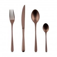 Sambonet Taste Vintage - Edelstahl / PVD Kupfer Set di posate 24 pezzi. Manico intero / Monoblocco