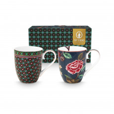 Pip Studio Berry Blues Becher mit Henkel XL Set 2-tlg. 0,45 L