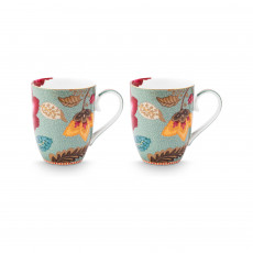 Pip Studio Blooming Tales Blue Becher mit Henkel Set 2-tlg. 0,36 L