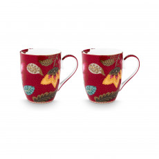 Pip Studio Blooming Tales Dark Red Tazza con manico, set da 2