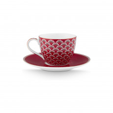 Pip Studio Blooming Tales Dark Red Tazzina da espresso, 2 pezzi