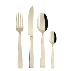 Sambonet Flat - Edelstahl / PVD Champagner Set di posate 24 pezzi. Manico intero / Monoblocco