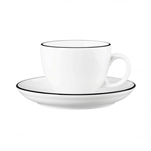 Seltmann Weiden Modern Life Black Line 카푸치노 상층컵 0.22 L과 접시 2개 세트.