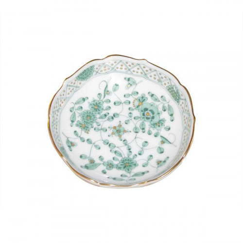 Meissen Neuer Ausschnitt - Indische Malerei grün Goldpunkte mit Goldrand 그릇 7.5 cm
