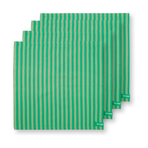 Pip Studio Stripes Green Textilservietten Set 4-tlg. 40x40cm