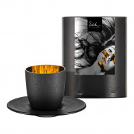 Eisch Cosmo schwarz gold 유리 에스프레소 컵과 쟁반 d: 11.5 cm / h: 6.5 cm / 100 ml