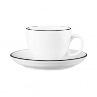 Seltmann Weiden Modern Life Black Line 카푸치노 상층컵 0.22 L과 접시 2개 세트.