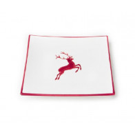 Gmundner Keramik Bordeauxroter Hirsch 디저트 접시 / 아침 접시 20x20x2,6 cm