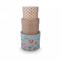 Pip Studio Blooming Tales Blue Schachtel Rund Set 3-tlg.
