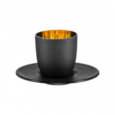 Eisch Cosmo schwarz gold 유리 에스프레소 컵과 쟁반 d: 11.5 cm / h: 6.5 cm / 100 ml