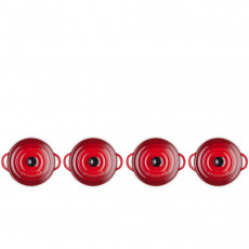 Le Creuset Poterie Kochen & Backen 미니 코코트 세트 체리 레드 4개입