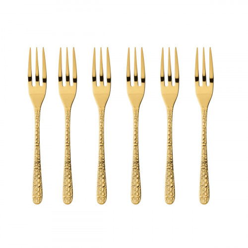 Sambonet Venezia Roestvast staal PVD / Goud Set van 6 taartvorkjes