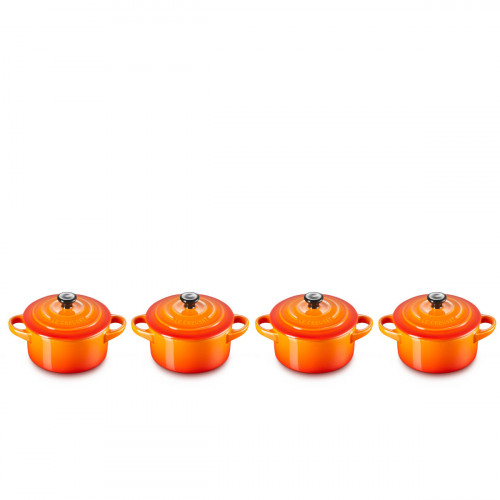 Le Creuset Poterie Kochen & Backen Mini Cocottes set vlamrood 4-delig