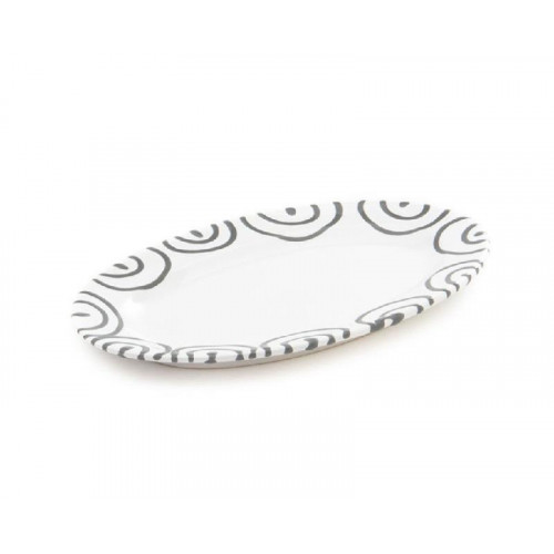 Gmundner Keramiek Graugeflammt Plaat ovaal met vlag Gourmet 21x14x2,1 cm