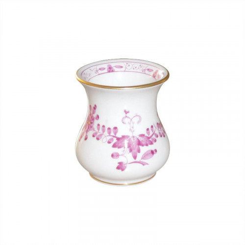 Meissen Neuer Ausschnitt - Indische Malerei 2 mit Kante purpur Goldpunkte mit Goldrand Vase 6 cm